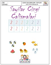 okul öncesi 1 sayısı çizgi çalışması